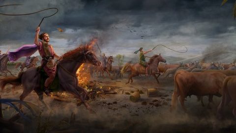 satan tempts Job for the first time