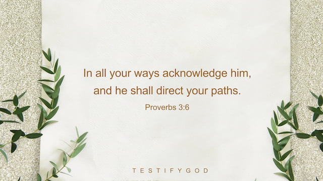 In all your ways acknowledge him, and he shall direct your paths. -Proverbs 3:6