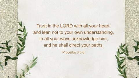 Trust in the LORD with all your heart; and lean not to your own understanding. In all your ways acknowledge him, and he shall direct your paths. - Proverbs 3:5-6