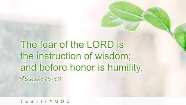 Proverbs 15:33 The fear of the LORD is the instruction of wisdom; and before honor is humility.