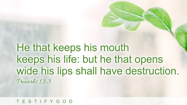Proverbs 13:3, He that keeps his mouth keeps his life: but he that opens wide his lips shall have destruction.
