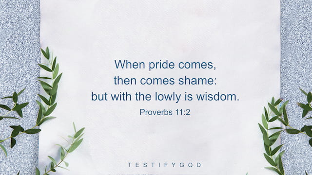 When pride comes, then comes shame: but with the lowly is wisdom. - Proverbs 11:2