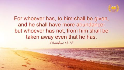 Matthew 13:12 "Whoever has, to him more shall be given, and he will have an abundance, ..."