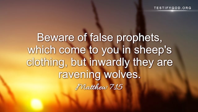 Matthew 7:15 "Beware of false prophets, which come to you in sheepâs clothing, but inwardly they are ravening wolves."