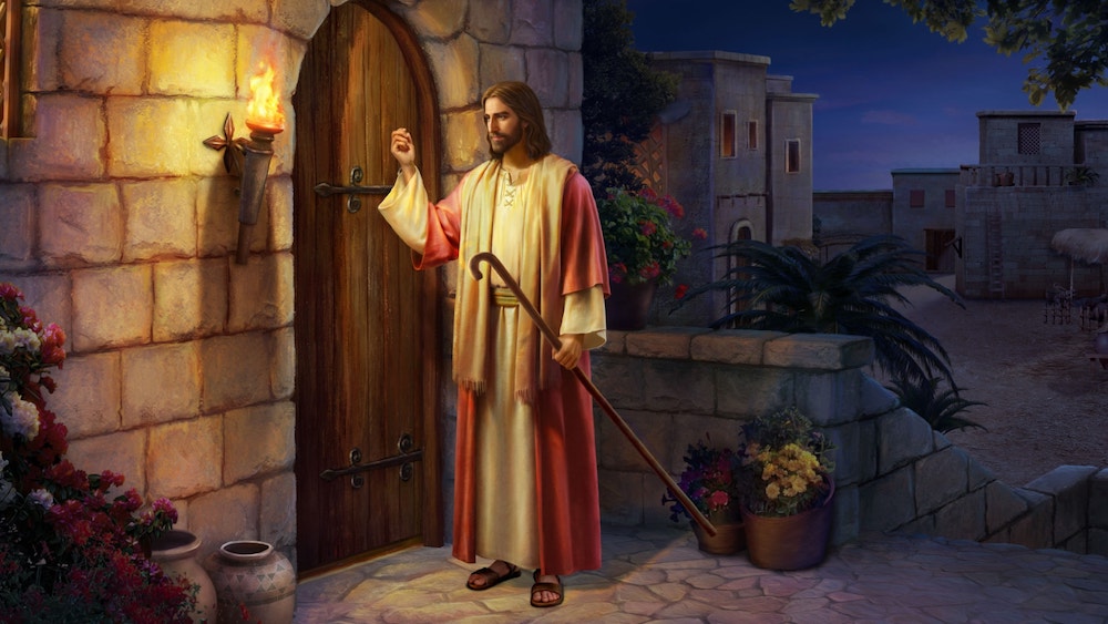 behold i stand at the door and knock, jesus stands at the door and knocks